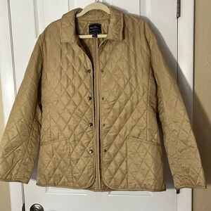 Steve & Barry’s beige quilted puffer jacket snap front closure 2 deep pockets XL